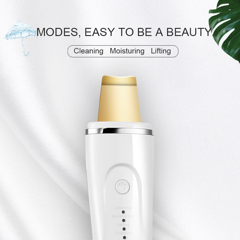 Professional iltrasonic ion deep face cleaning care derma peeling wireless electric dermabrasion facial ultrasonic skin scrubber