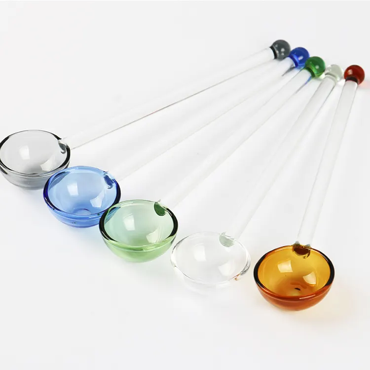 Factory Direct Sales Colorful Borosilicate Glass Spoon For Coffee Cup