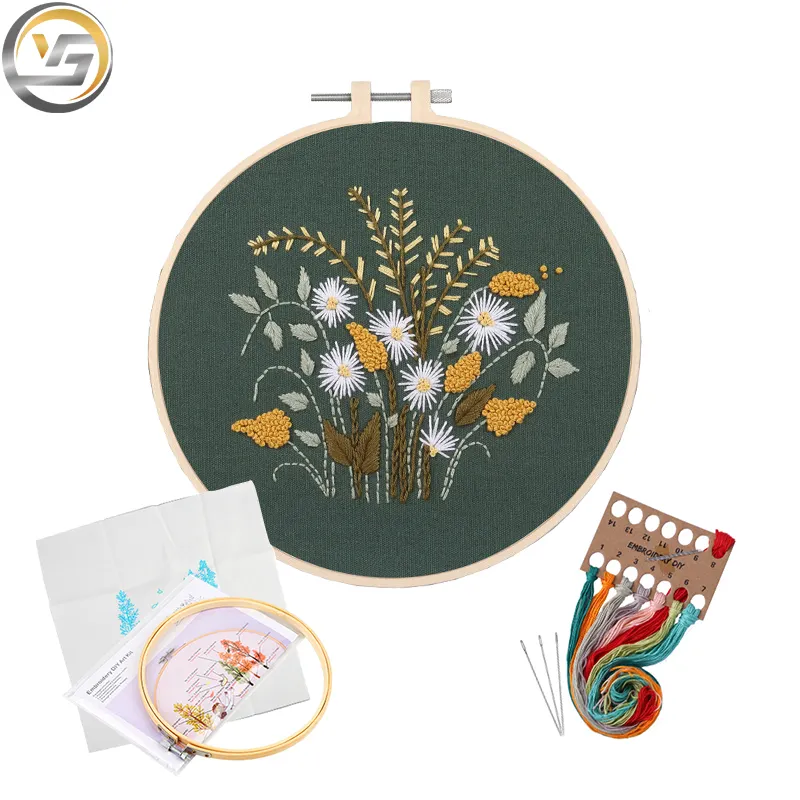 Hot Popular Flowers And Plants Handcraft Embroidery Set Cross Stitched Embroidery Kit For Adults