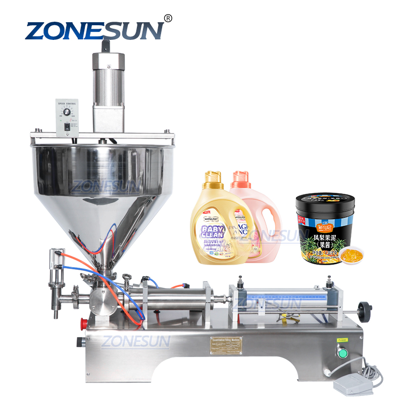 ZONESUN Paste Filling Machine Mixing Filler Very Viscous Material Foods Packaging Equipment Bottle Filler Liquids Water Dosing