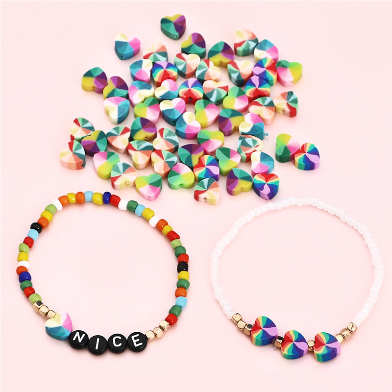 XuQian 30pcs 10*9mm Handmade Polymer Clay Mixcolor Candy Spacer Beads for Jewelry Making