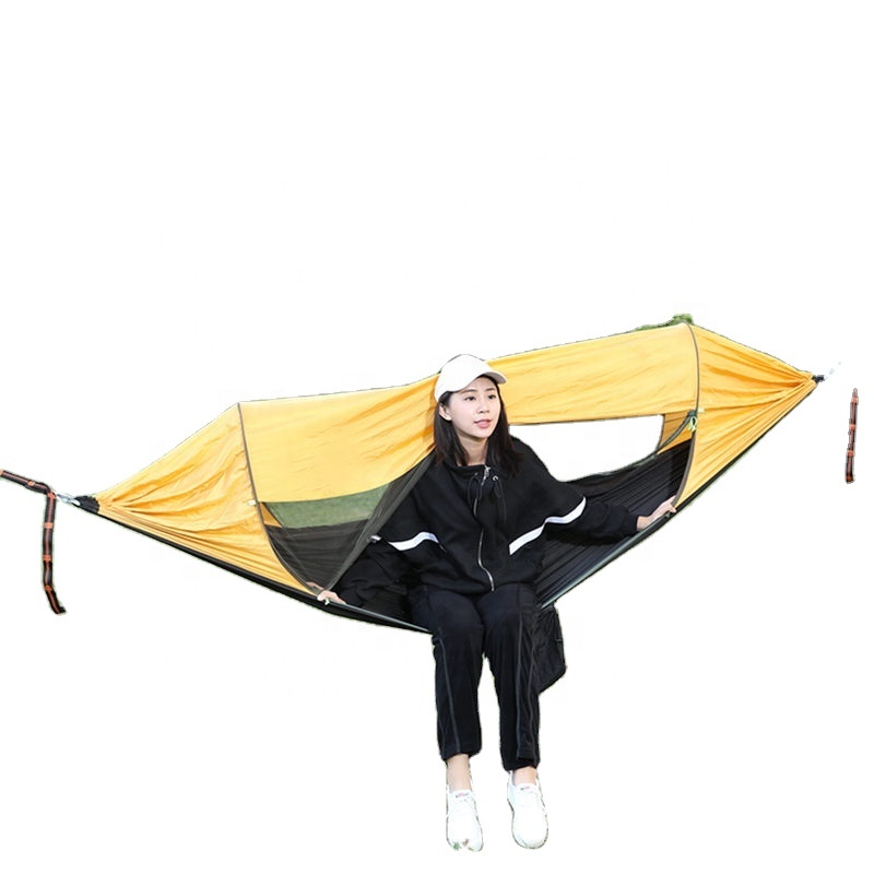 2 persons foldable hammock with mosquito netting and canopy for outdoor camping