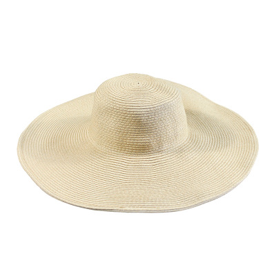 Summer Hats for Women Casual Solid Striped Beach Straw Sun Hat Wide Brim Visor floppy hat female