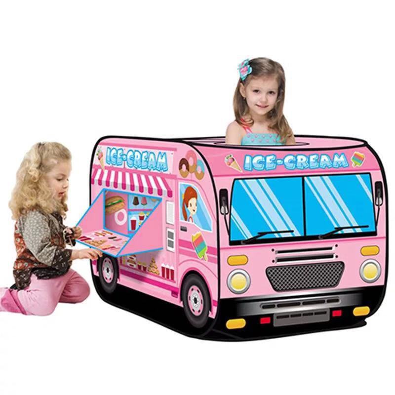 Children tent automatic pop up fire car themed game house indoor crawling toy color box can be customized police car tent