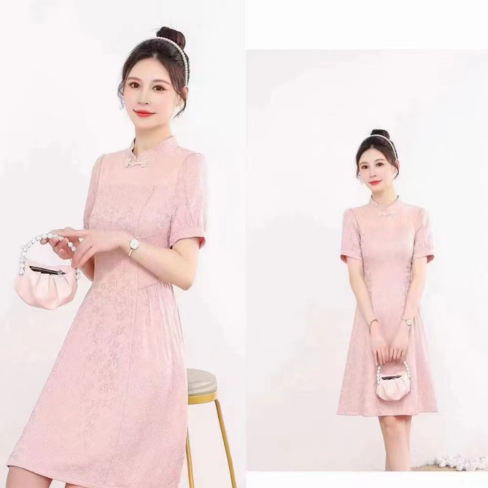 2024 New Chinese-style jacquard tray button dress printing fashion pretty apparel new popular clothing women spring and summer