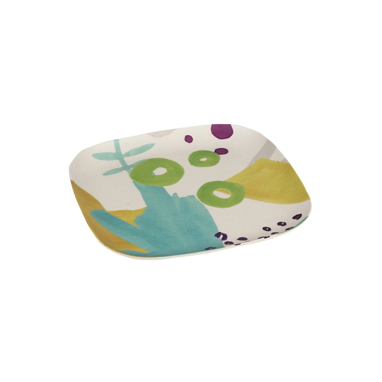 Proper Price Top Quality Durable Using Low Price Flower Pattern Bamboo Fiber Square Dinner Plates