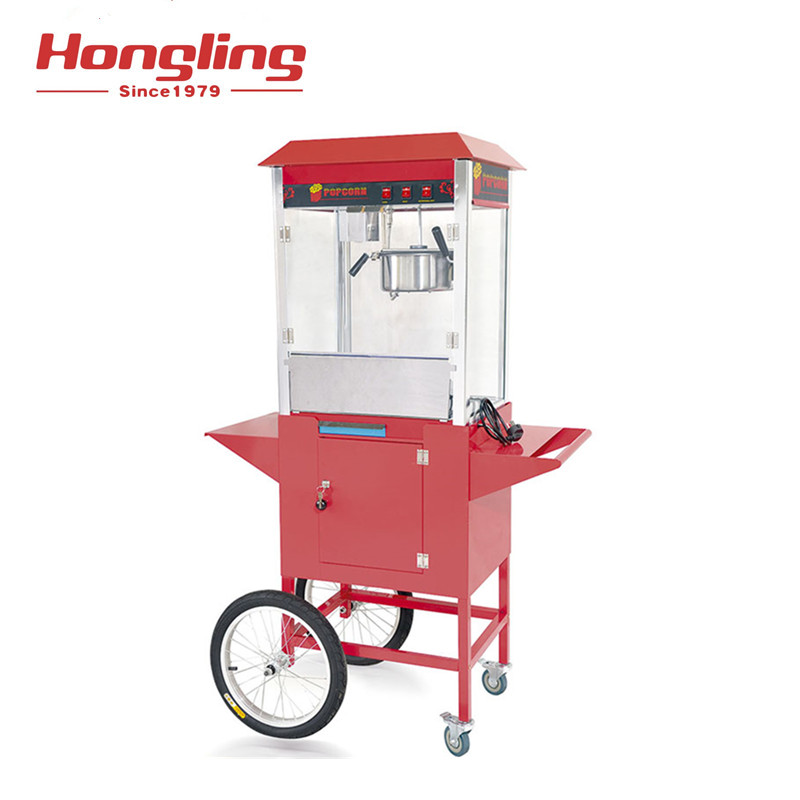 HL-08C kitchen snack equipment roof design commercial cinema electric popcorn machine with cart