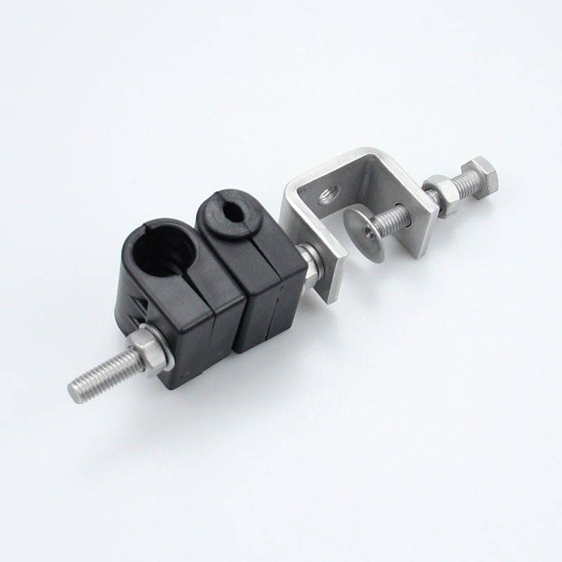 Two way one type feeder clamp for fiber and power cable