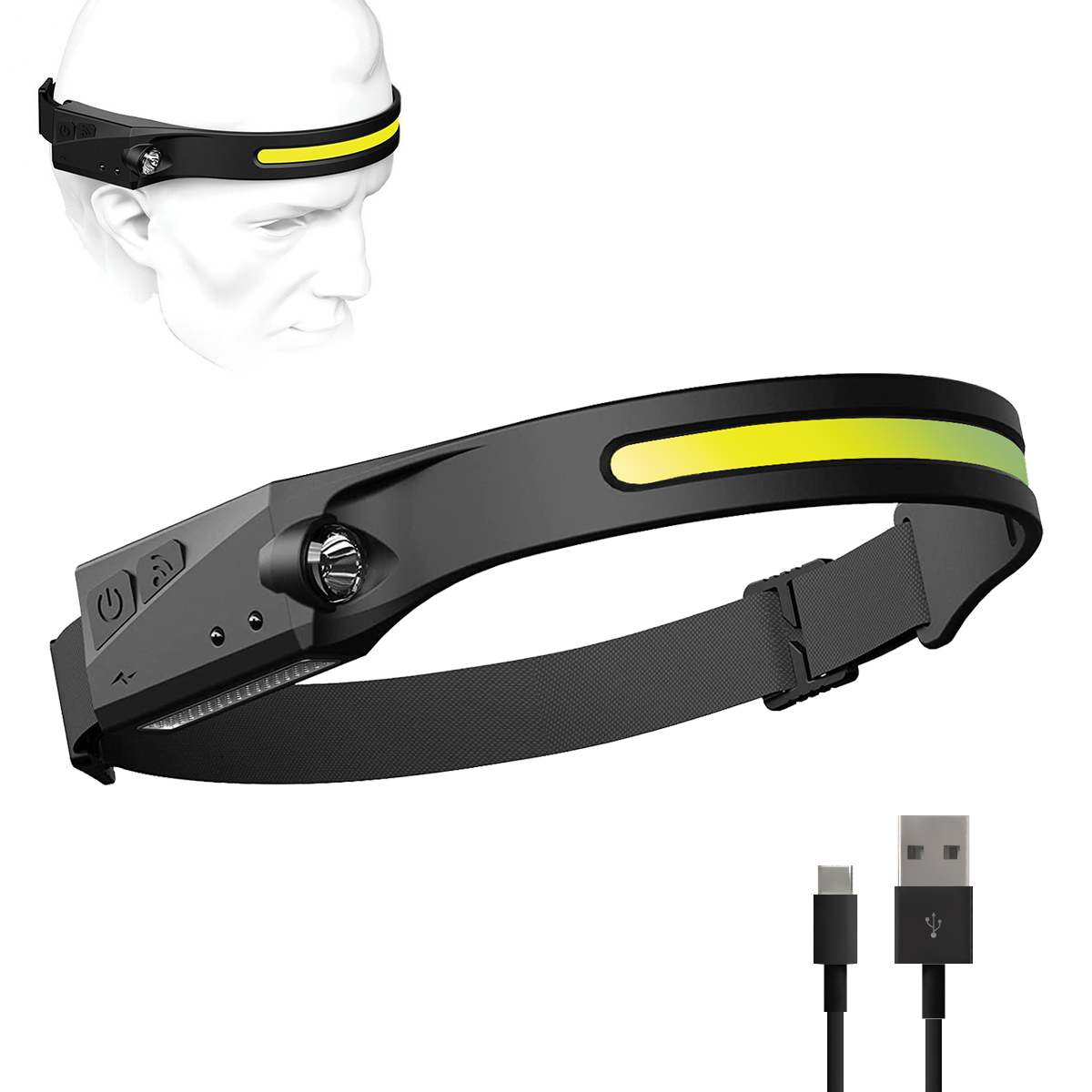 Ультралегкий Головной фонарь с зарядкой от Usb, все перспективы, рабочее освещение, волновые индукционные яркие Налобные фонари, светодиодные фары с датчиком движения