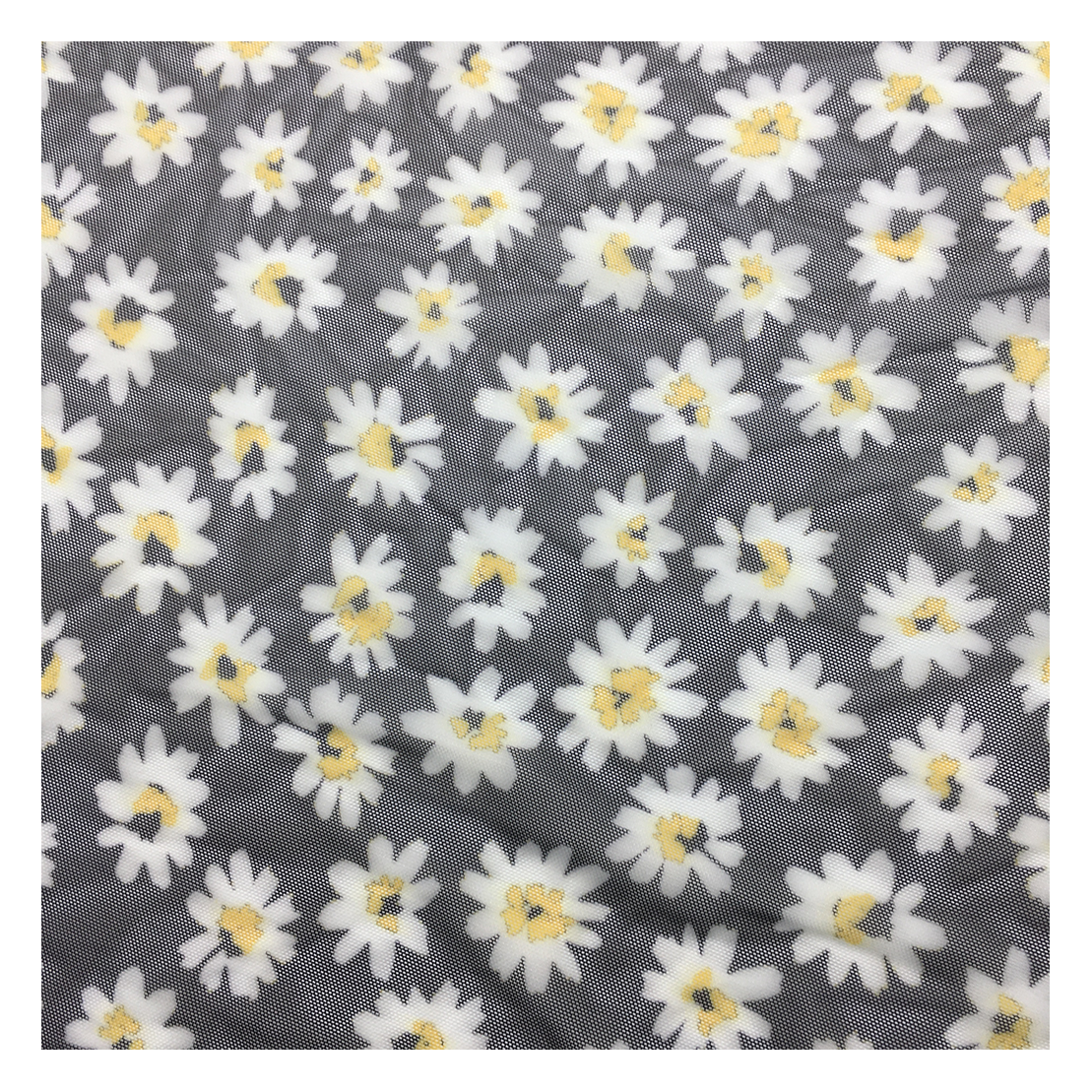 Polyester spandex stretch Printed Daisy Tulle Fabric For Dress