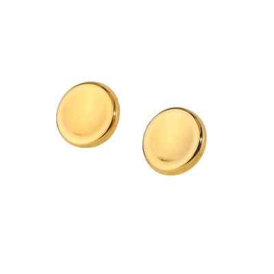 simple fashion women Ins style 18K gold plated button shape smooth surface stainless steel earrings