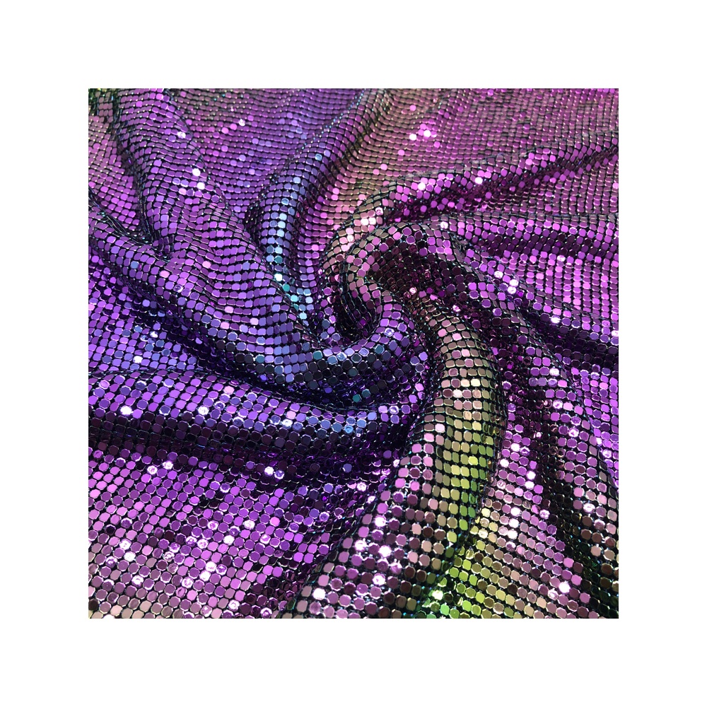 FC019 Красивая распылительная краска Радужная черная ткань Chainmail металлические блестки оптом для сумок одежды