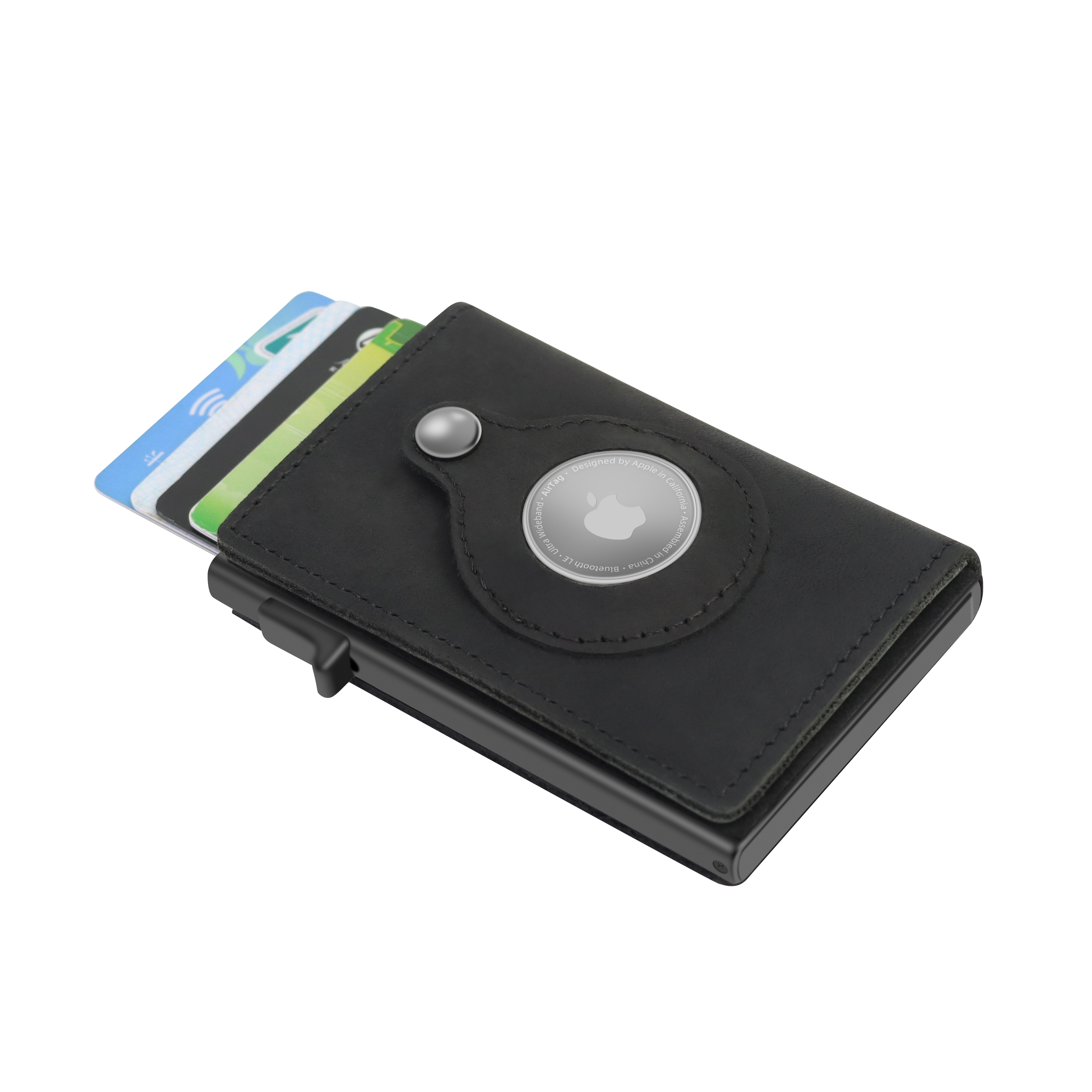 Винтажный Мужской держатель для кредитных карт с RFID-блокировкой, чехол из алюминиевого сплава для удостоверения личности, автоматический мужской металлический кожаный кошелек