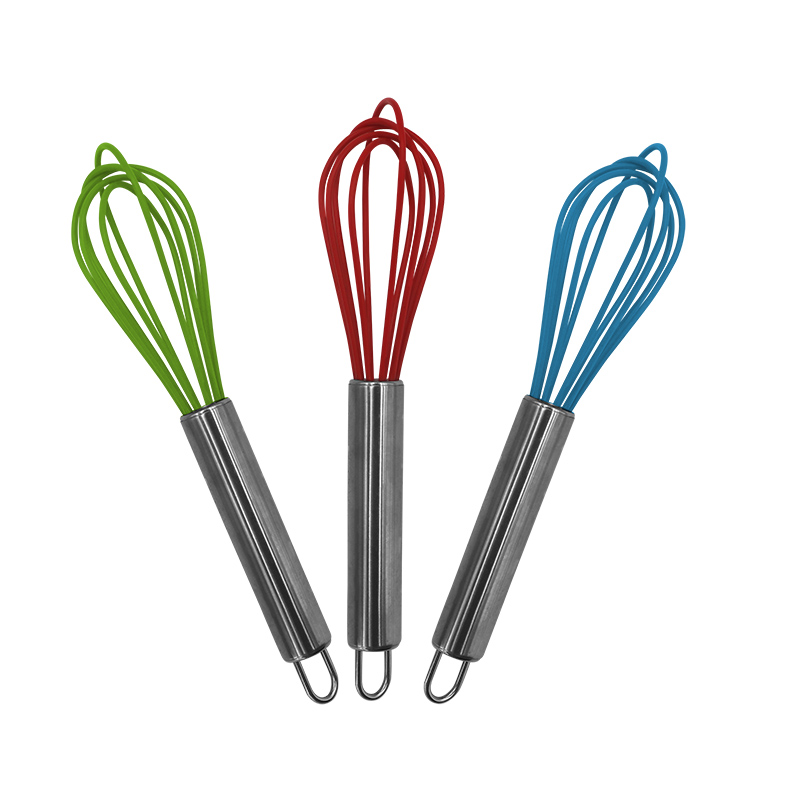 Durable 8inch Manual Stainless Steel Egg Beater Silicone Whisk Cream Butter Mixer Kitchen Tools For Whisking Dough