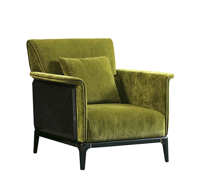 Modern Metal Legs Elegant green Velvet Lounge leisure chair Living room Fabric comfortable lying chair