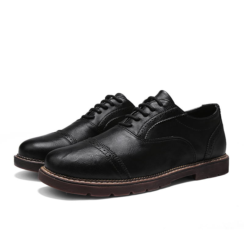 Glossy Platform Business Men's Formal Dress Shoes Genuine Leather
