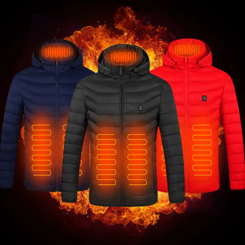 Winter Waterproof USB Rechargeable Smart Electric Heated Clothes Hoodie Coat Heated Jacket For Men