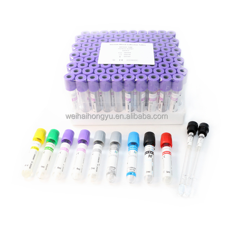 Disposable medical venous blood collection tube manufacturers EDTA TUBES with lavender caps