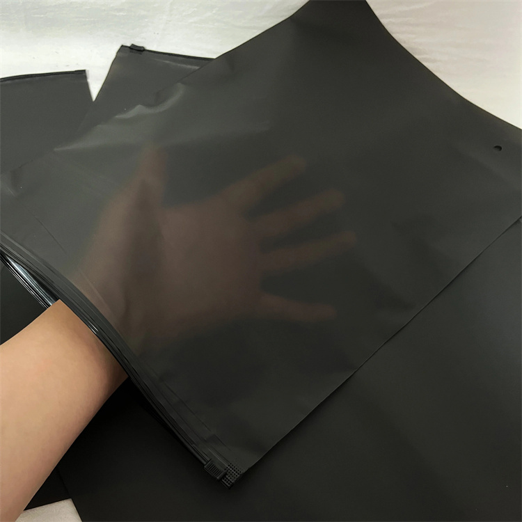 Customized Printing Logo Plastic Zipper Slider Frosted Matte Black Zip Lock Compostable Packaging Bag For Clothes
