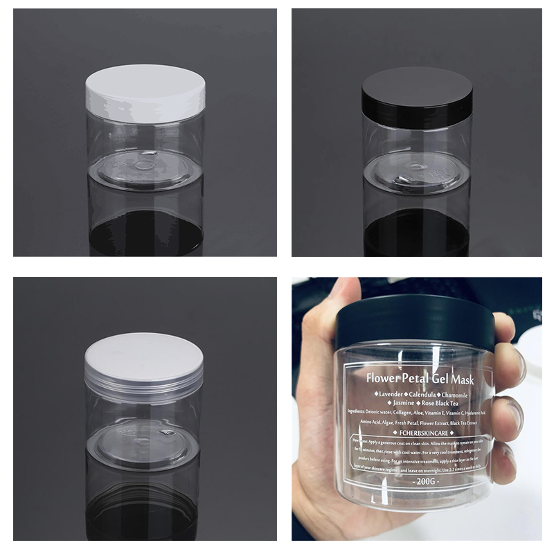 50ml 100ml 120ml 150ml 200ml 4oz cosmetic packaging clear pet plastic cream jar with plastic lid