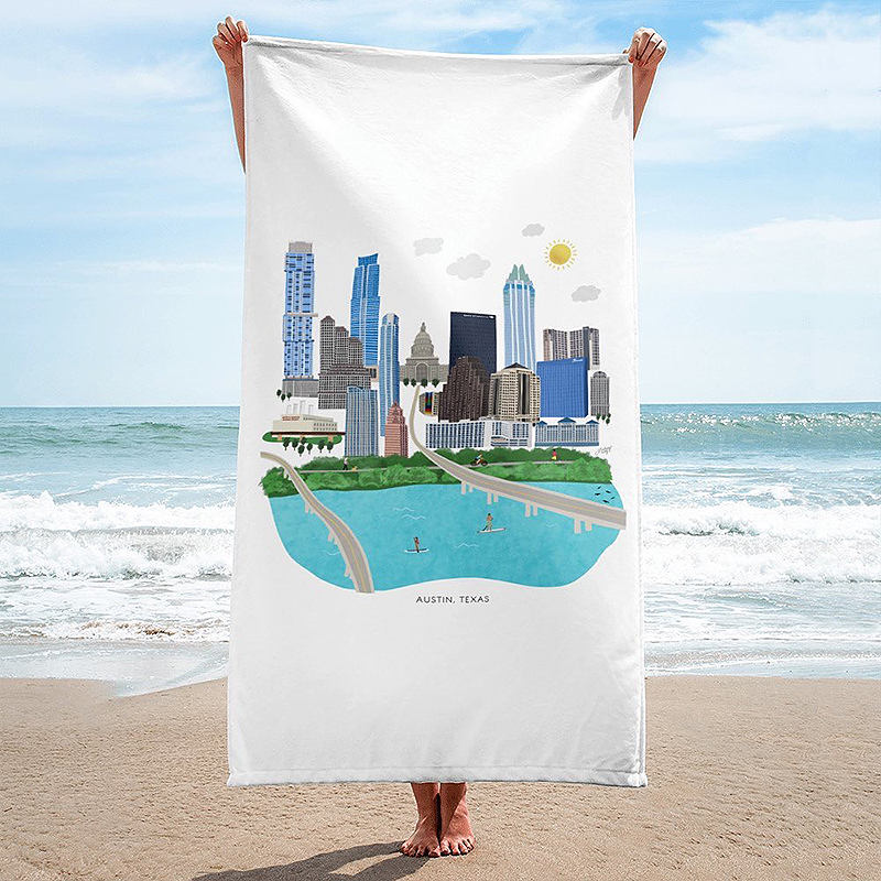 Customizable Custom 100% Cotton Super Water Absorption Reactive Beach Towel