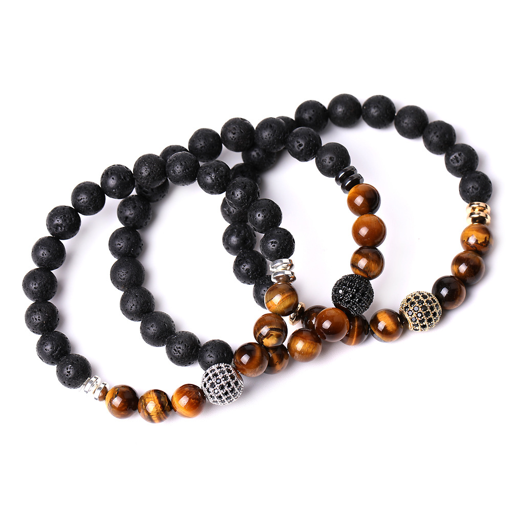 Zircon Ball Healing Chakras white turquoise Tiger eye stone Beads Bracelet Women Men Woven Energy Buddha Bracelets Jewelry