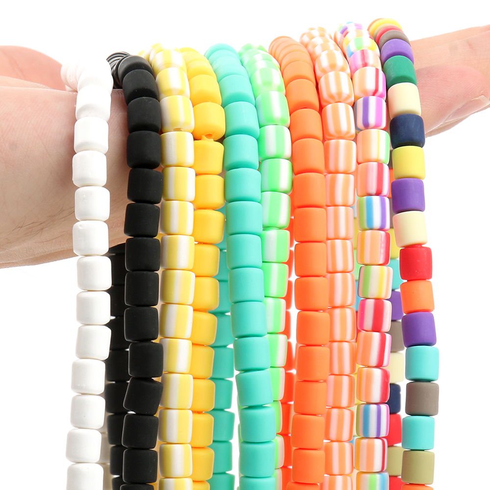 6mm Barrel Shape Polymer Clay Tube Beads Colorful Loose Spacer for Jewelry Making DIY Bracelet Ceramic Clay & Porcelain Beads