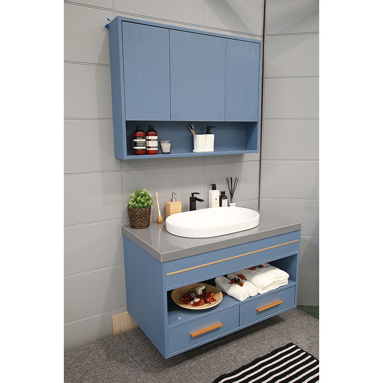 Factory floating bathroom vanity cabinet modern floating bath vanity in Navy Blue