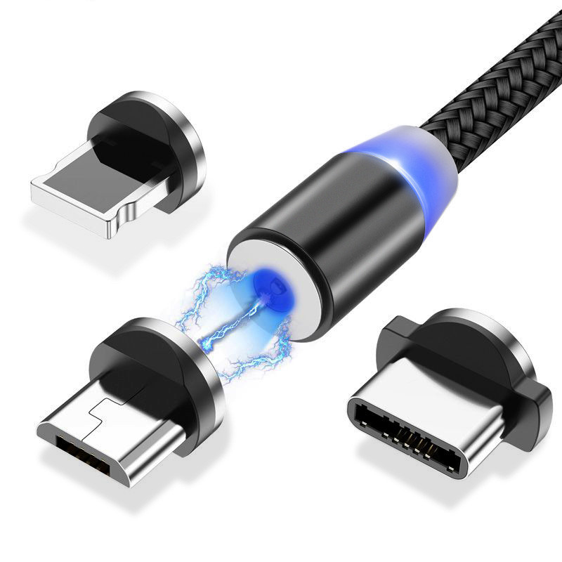 360 градусов USB кабель с нейлоновой оплеткой Магнитный зарядный кабель магнит разъем Micro USB для свет нин кабель типа C Non-кабель для передачи данных