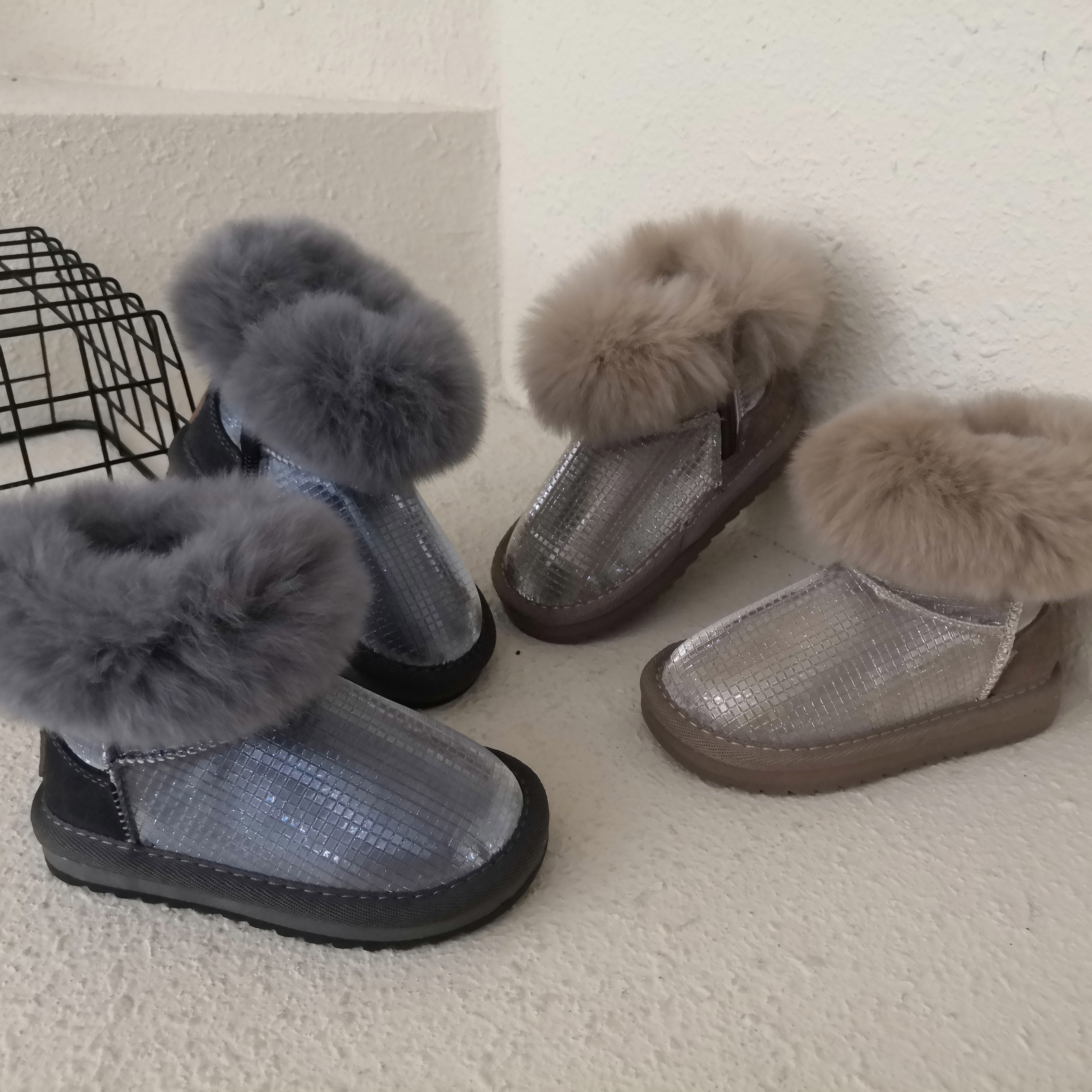 Non-slip Fashion Ankle Casual Lightweight Microfiber Fast Shipping Customized Snow Fur boots for kids