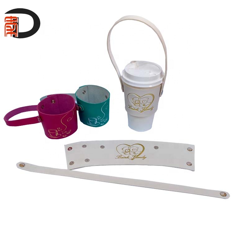 RTS одноразовый держатель для кофейной чашки на заказ 12oz-24oz, держатель для кружек из искусственной кожи