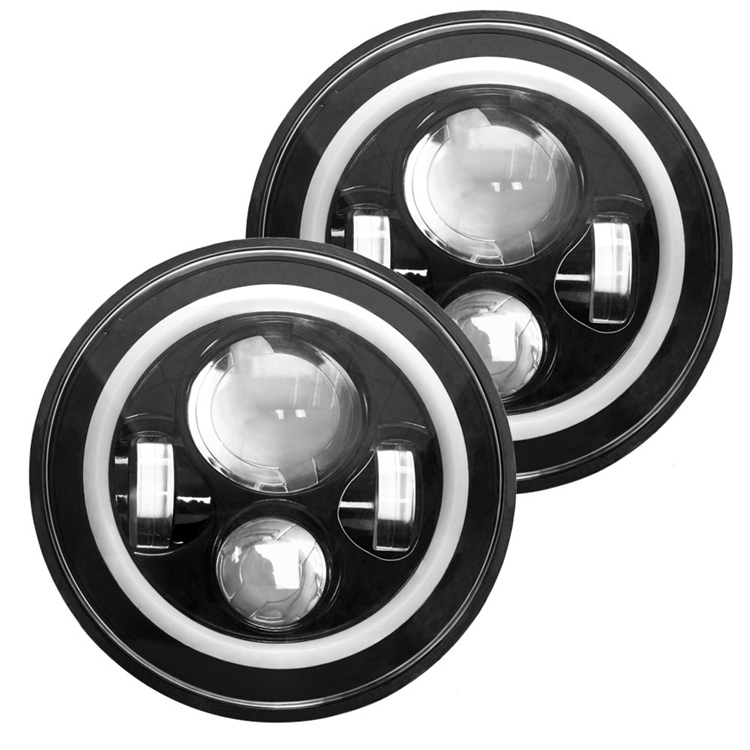 12V 24V Halo DRL мотоцикл Wrangle JK светодиодные фары с Hi/короче спереди и длиннее сзади) луч автобус круглые светодиодные фары