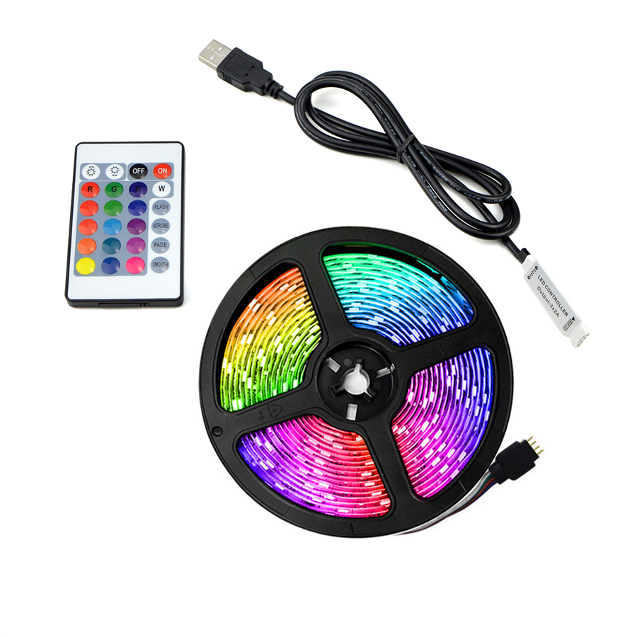 LED Lights StripS USB Infrared Control RGB SMD2835 DC5V 1M 2M 3M 4M 5M Flexible Lamp Tape Diode TV Background Lighting luces LED