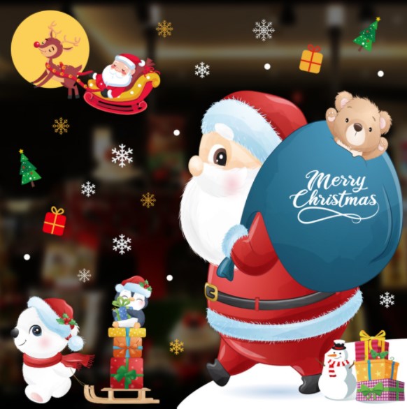 glue-free electrostatic stickers window decoration Christmas window stickers Christmas