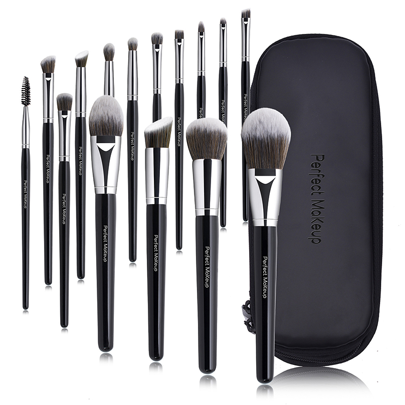 FYD Wholesale High Quality 15pcs Black Makeup Brushes Set Synthetic Hair Makeup Brush Set