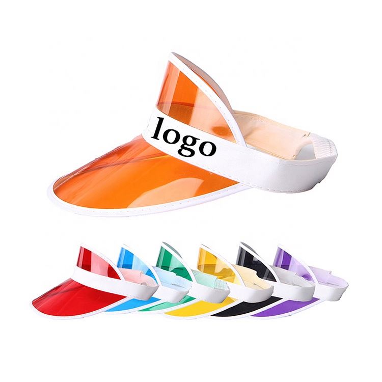 Multicolor Adults Unisex Women Men Clear Plastic UV Protection Hat Outdoor Custom Sun Plastic PVC Sunvisor Hat
