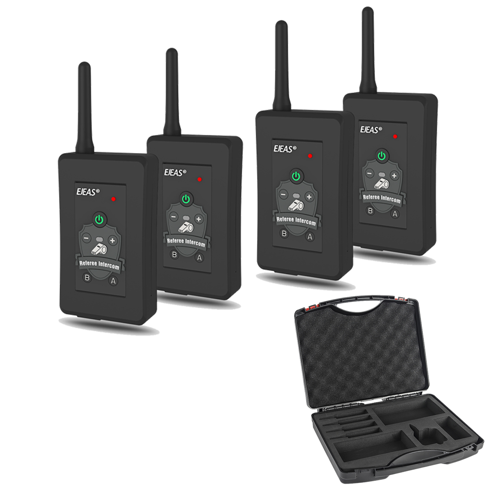 EJEAS 4 шт. иди и болтай walkie talkie с bluetooth гарнитура FBIM чемодан футбольный арбитр домофон