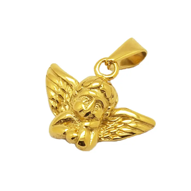 Olivia In Stock Stainless Steel 316L Mens hips hops Angel Baby Mini Charm Necklace Cupid Angel Pendants 18K Gold Plated Pendant