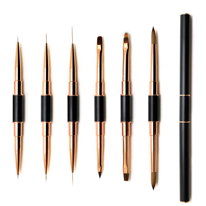 Professional Nail Gel Brush with Metal Handle Double-tip Nails Art Liner Brush