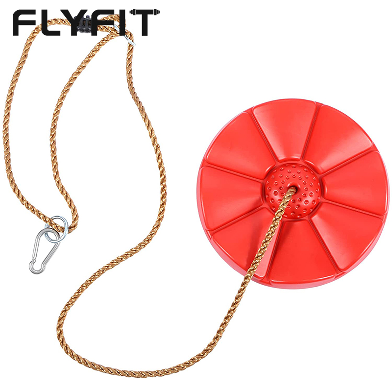 FLYFIT Child Playground Backyard Ninja Warrior Obstacle Course Slackline Disc Swing for Kids Children Tree Kids Swing