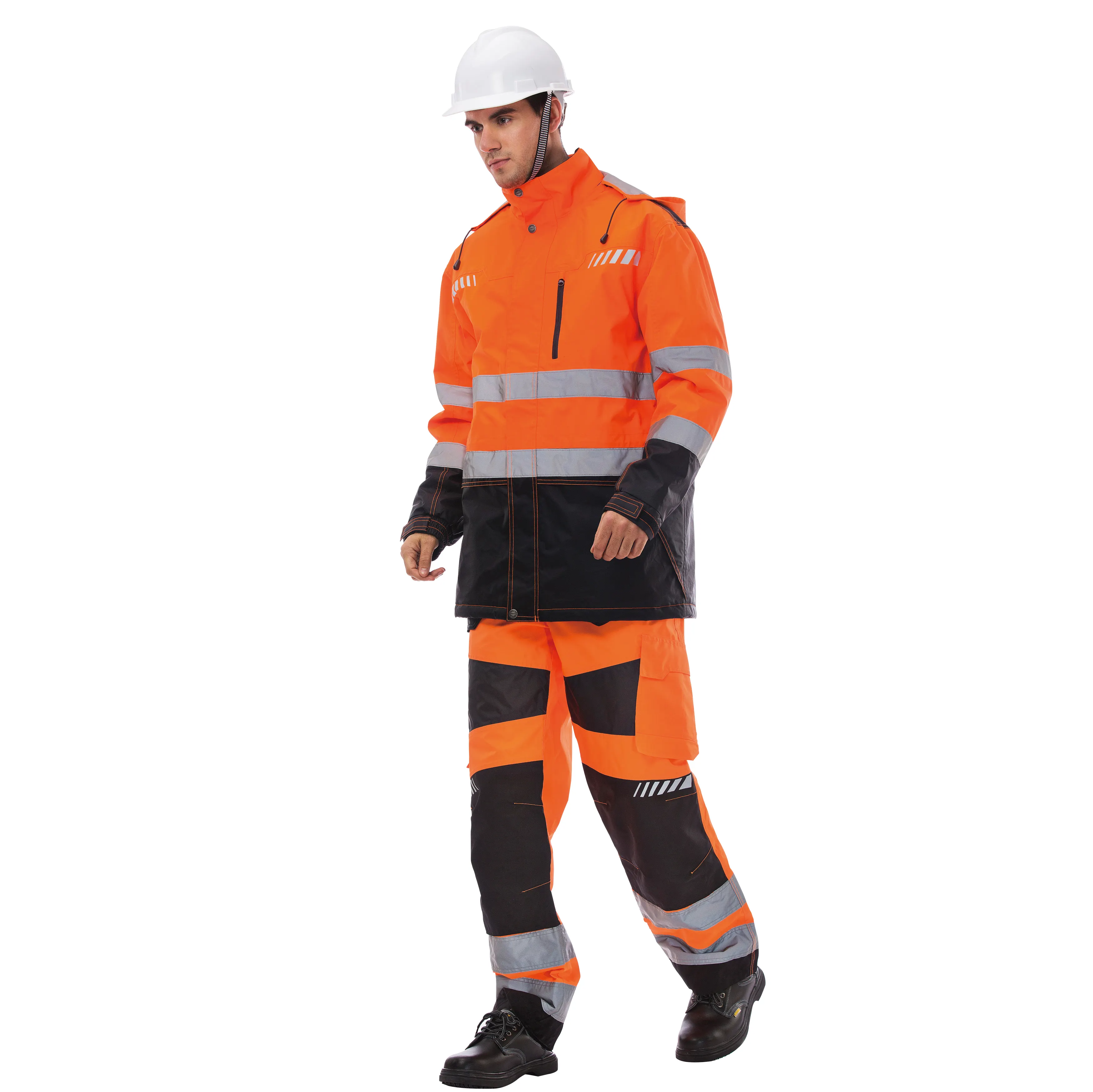reflective hi vis men safety trousers suits construction flame resistant uniform work jacket orange men work uniform pants