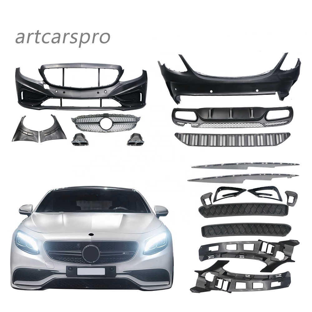 Модный W205 PP кузов комплект для Mercedes W205 кузов Комплект Класс C с выхлопными наконечниками автомобильные бамперы