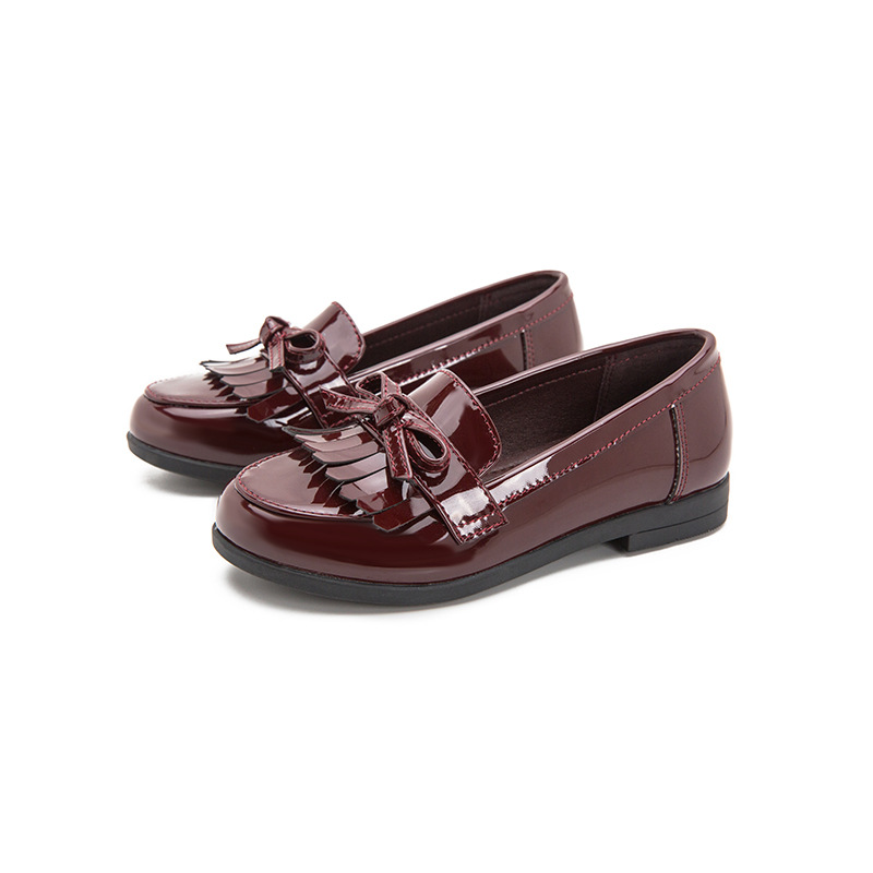 Leisure fashion girls Leather British shoes Bow tassels Soft soled children's shoes