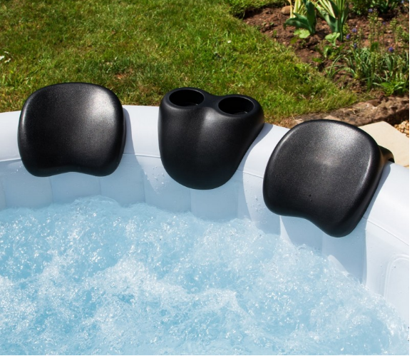Comfort Pillow Set For Inflatable Hot Tubs with pcs 2x Head Rests and 1pcs Drinks Holder