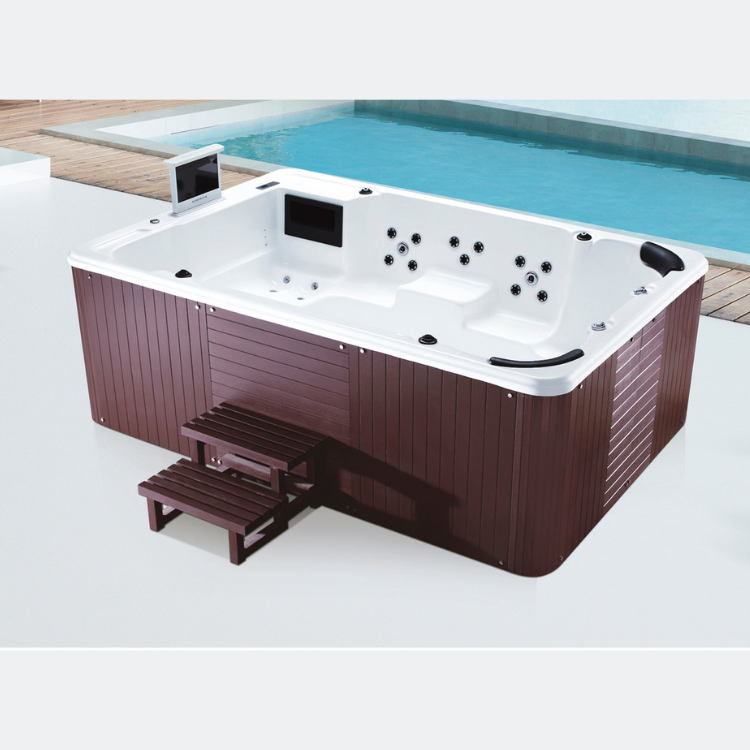 Asian style floor mount 4-6 people use freestanding outdoor soaking spa bathtub