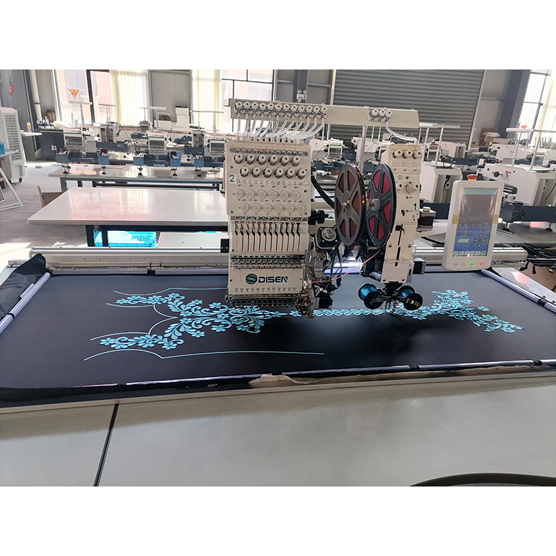 latest complete set commercial industrial computerised embroidery machine cloth one head bead double sequin device with card