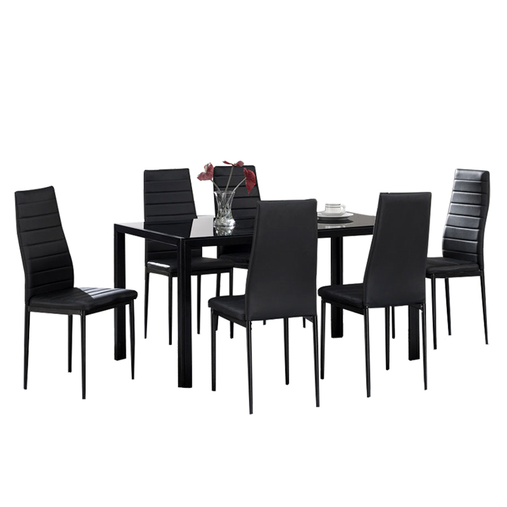 hot sale 6 seats new dining room furniture modern simple dining table set group glass dining table sets