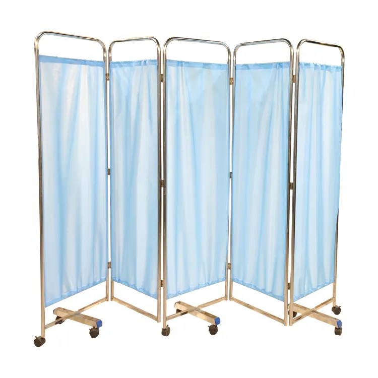 Wholesale foldable stainless steel hospital ward 5 sections medical bedside ward screen price