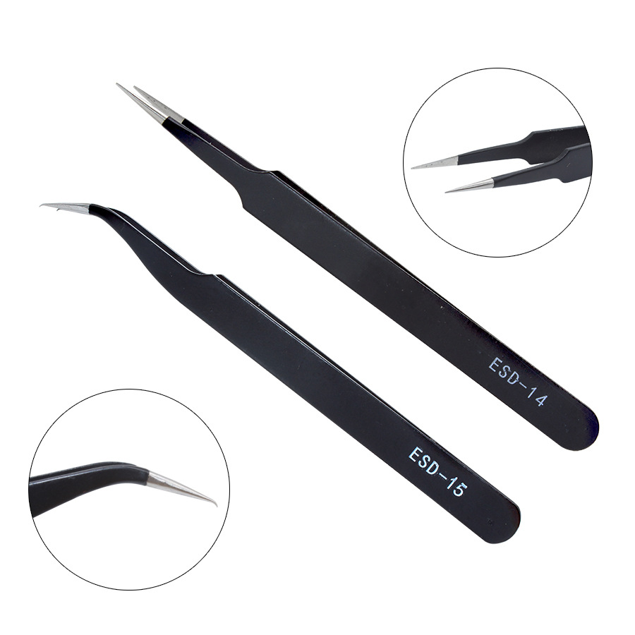Anti-static Tweezers Straight Curved Stainless Tip Steel Clip For Eyelash Extension Wholesale Makeup Tools Tweezers