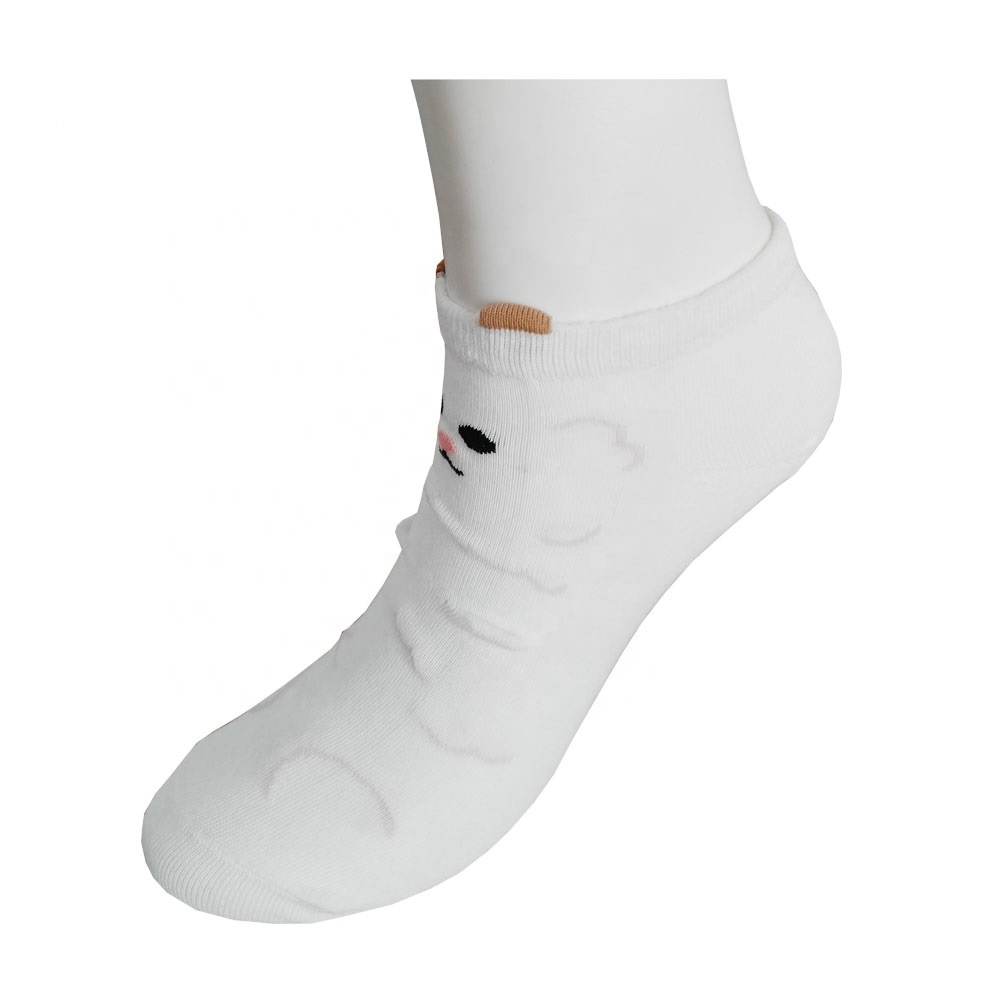 Lovely cute white teen young girls animal face ankle socks